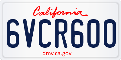 CA license plate 6VCR600