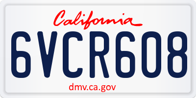 CA license plate 6VCR608
