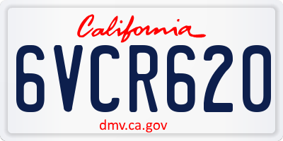 CA license plate 6VCR620
