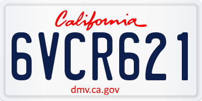 CA license plate 6VCR621