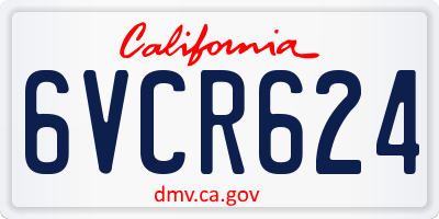 CA license plate 6VCR624