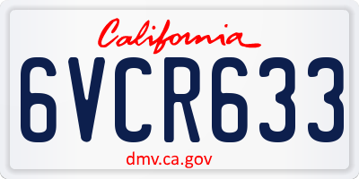 CA license plate 6VCR633