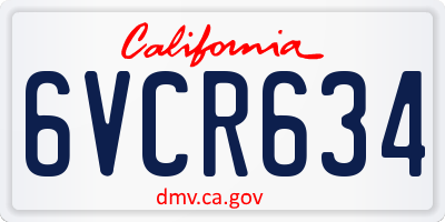 CA license plate 6VCR634