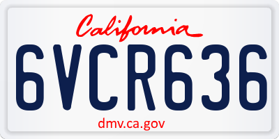 CA license plate 6VCR636