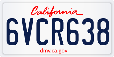 CA license plate 6VCR638