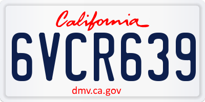 CA license plate 6VCR639