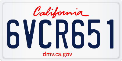 CA license plate 6VCR651