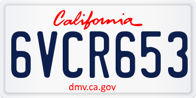 CA license plate 6VCR653