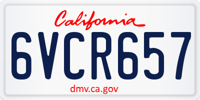 CA license plate 6VCR657