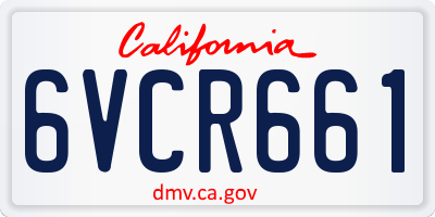 CA license plate 6VCR661