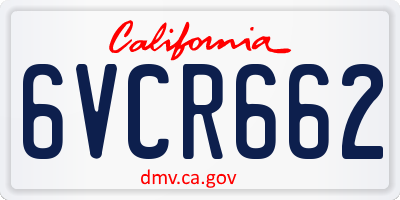 CA license plate 6VCR662