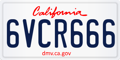 CA license plate 6VCR666