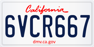CA license plate 6VCR667