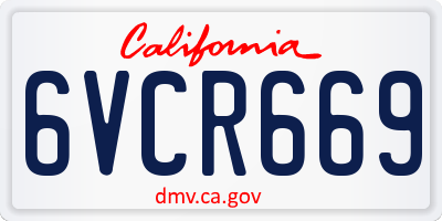 CA license plate 6VCR669