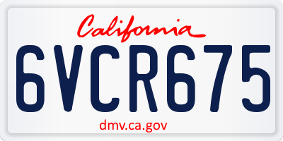CA license plate 6VCR675