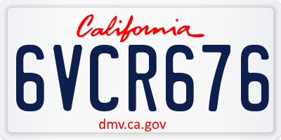 CA license plate 6VCR676