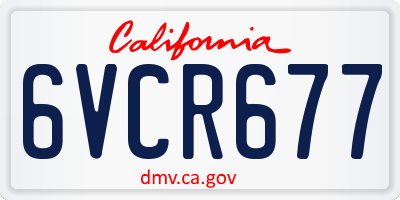 CA license plate 6VCR677