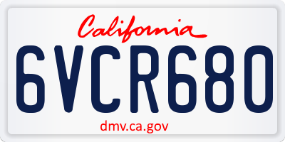 CA license plate 6VCR680