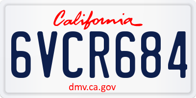 CA license plate 6VCR684