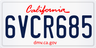 CA license plate 6VCR685