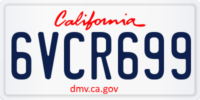 CA license plate 6VCR699
