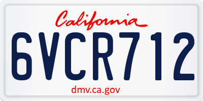 CA license plate 6VCR712