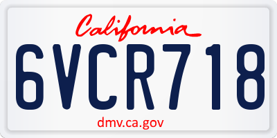 CA license plate 6VCR718