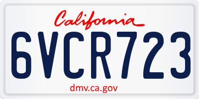 CA license plate 6VCR723