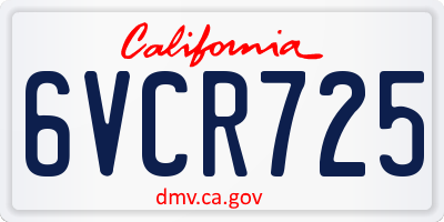 CA license plate 6VCR725