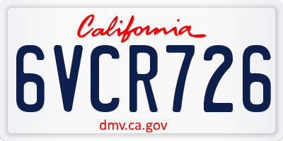 CA license plate 6VCR726