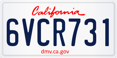 CA license plate 6VCR731