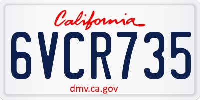 CA license plate 6VCR735
