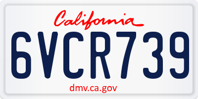 CA license plate 6VCR739