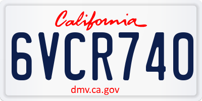 CA license plate 6VCR740