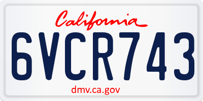 CA license plate 6VCR743