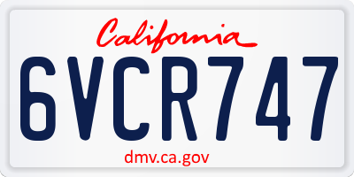 CA license plate 6VCR747