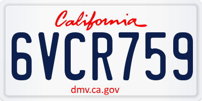 CA license plate 6VCR759
