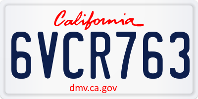 CA license plate 6VCR763