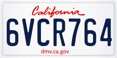 CA license plate 6VCR764