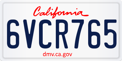 CA license plate 6VCR765