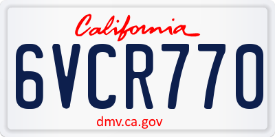 CA license plate 6VCR770