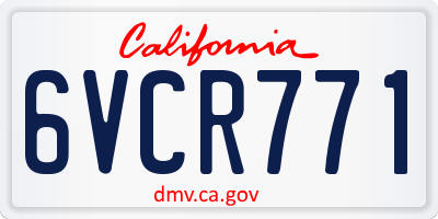 CA license plate 6VCR771