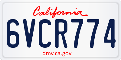 CA license plate 6VCR774