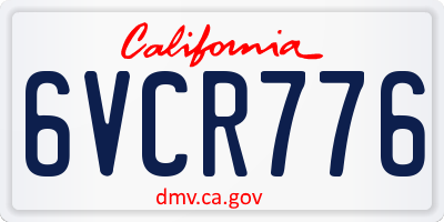 CA license plate 6VCR776
