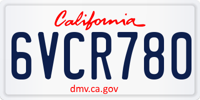 CA license plate 6VCR780