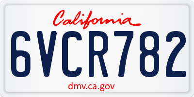 CA license plate 6VCR782