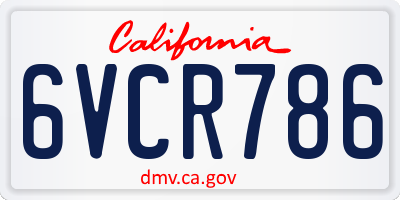 CA license plate 6VCR786