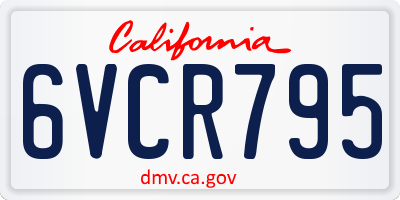 CA license plate 6VCR795