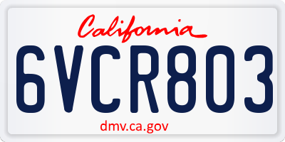 CA license plate 6VCR803