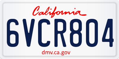 CA license plate 6VCR804